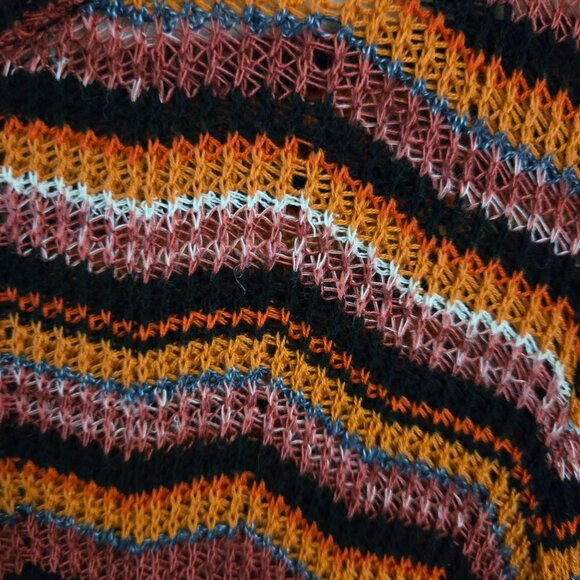 Free People Ziggy Chevron Bell Sleeve Sweater Dress Autumnal Retro Size M - Picture 8 of 12